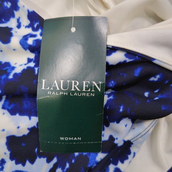 LRL Ralph Lauren Dress Womens 3X Navy White Tiered Prep Designer Career Office - Picture 3 of 14